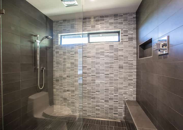 A gorgeous tub to shower conversion in a West Palm Beach home.